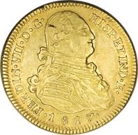 obverse of 4 Escudos - Fernando VII - Colonial Milled Coinage (1810 - 1817) coin with KM# 77 from Chile.