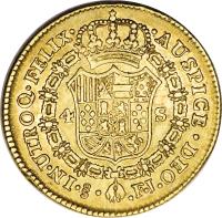 reverse of 4 Escudos - Fernando VII - Colonial Milled Coinage (1810 - 1817) coin with KM# 77 from Chile.