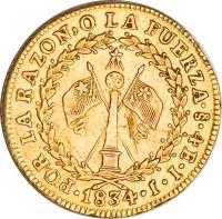 reverse of 4 Escudos (1824 - 1834) coin with KM# 87 from Chile.