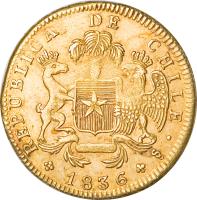 Chile coin 4 Escudos (1836 - 1837) obverse obverse of 4 Escudos (1836 - 1837) coin with KM# 95 from Chile.