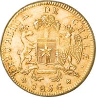 obverse of 4 Escudos (1836 - 1837) coin with KM# 95 from Chile.