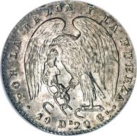 obverse of 2 Real - Larger (1843) coin with KM# 100.1 from Chile.