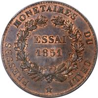 Chile coin 1 Peso (1851) reverse reverse of 1 Peso (1851) coin with KM# Pn9 from Chile. Inscription: ESSAI 1851