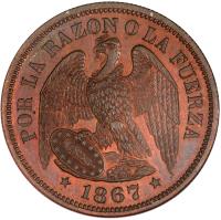 Chile coin 50 Centavos (1867) obverse obverse of 50 Centavos (1867) coin with KM# Pn12 from Chile. Inscription: 1867