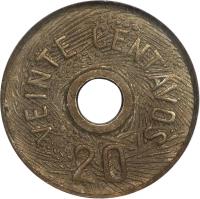 Chile coin 20 Centavos (1929) reverse reverse of 20 Centavos (1929) coin with KM# Pn50 from Chile. Inscription: 20