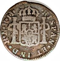 reverse of 1/2 Real - Carlos IV (1792 - 1801) coin with KM# 57 from Colombia.