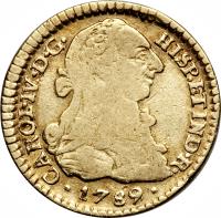 obverse of 1 Escudo - Carlos IV (1789 - 1791) coin with KM# 54 from Colombia.