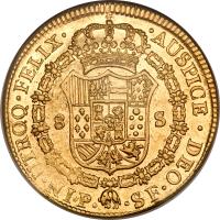 Colombia coin 8 Escudos - Carlos IV (1789 - 1791) reverse reverse of 8 Escudos - Carlos IV (1789 - 1791) coin with KM# 53 from Colombia.