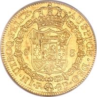 Colombia coin 8 Escudos - Carlos III (1785 - 1789) reverse reverse of 8 Escudos - Carlos III (1785 - 1789) coin with KM# 50a from Colombia.