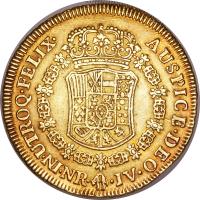 Colombia coin 8 Escudos - Carlos III (1762 - 1771) reverse reverse of 8 Escudos - Carlos III (1762 - 1771) coin with KM# 41 from Colombia.
