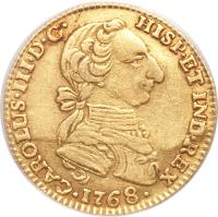 obverse of 2 Escudos - Carlos III (1762 - 1771) coin with KM# 40 from Colombia.