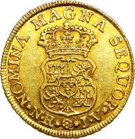 Colombia coin 2 Escudos - Carlos III (1760 - 1771) reverse reverse of 2 Escudos - Carlos III (1760 - 1771) coin with KM# 36 from Colombia.