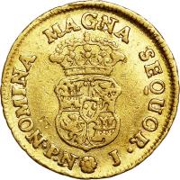 reverse of 1 Escudo - Carlos III (1760 - 1769) coin with KM# 35 from Colombia.