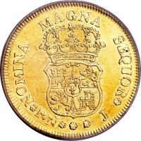 Colombia coin 4 Escudos - Fernando VI (1755 - 1760) reverse reverse of 4 Escudos - Fernando VI (1755 - 1760) coin with KM# 31 from Colombia.