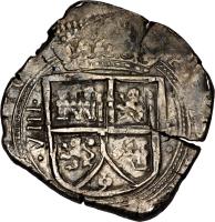 Colombia coin 8 Reales - Felipe IV (1651) obverse obverse of 8 Reales - Felipe IV (1651) coin with KM# 7 from Colombia.