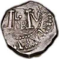 Colombia coin 1 Real - Felipe IV (1651 - 1653) reverse reverse of 1 Real - Felipe IV (1651 - 1653) coin with KM# 9 from Colombia.