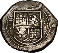 obverse of 4 Reales - Felipe IV (1651) coin with KM# 10 from Colombia.