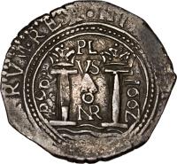 Colombia coin 4 Reales - Felipe IV (1651) reverse reverse of 4 Reales - Felipe IV (1651) coin with KM# 10 from Colombia.