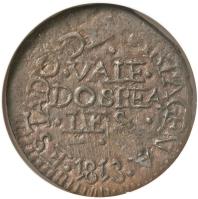 reverse of 2 Reales (1811 - 1814) coin with KM# D1 from Colombia.