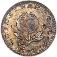 reverse of 1 Real (1821) coin with KM# B9 from Colombia.