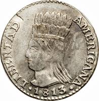 Colombia coin 1 Real (1813 - 1816) obverse obverse of 1 Real (1813 - 1816) coin with KM# F1 from Colombia.