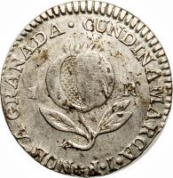 Colombia coin 1 Real (1813 - 1816) reverse reverse of 1 Real (1813 - 1816) coin with KM# F1 from Colombia.