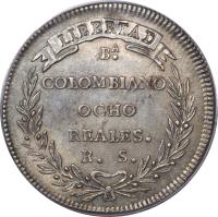 reverse of 8 Reales (1834 - 1836) coin with KM# 89 from Colombia.