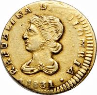 Colombia coin 1 Escudo (1823 - 1836) obverse obverse of 1 Escudo (1823 - 1836) coin with KM# 81 from Colombia.