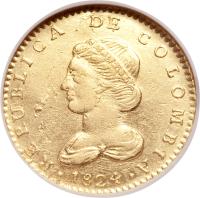 Colombia coin 2 Escudos (1823 - 1836) obverse obverse of 2 Escudos (1823 - 1836) coin with KM# 83 from Colombia.