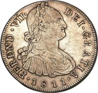 obverse of 8 Reales - Fernando VII (1810 - 1820) coin with KM# 71 from Colombia.