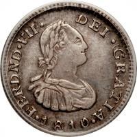 obverse of 1/2 Real - Fernando VII (1810 - 1818) coin with KM# 69 from Colombia.