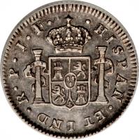 reverse of 1/2 Real - Fernando VII (1810 - 1818) coin with KM# 69 from Colombia.