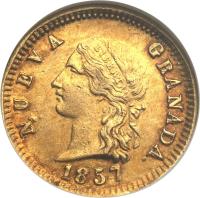 obverse of 2 Pesos (1857 - 1858) coin with KM# 121 from Colombia.