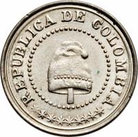 obverse of 2 1/2 Centavos (1900 - 1902) coin with KM# 190 from Colombia.