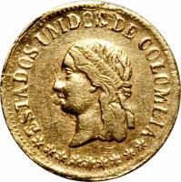 Colombia coin 1 Peso (1863 - 1864) obverse obverse of 1 Peso (1863 - 1864) coin with KM# 146 from Colombia.