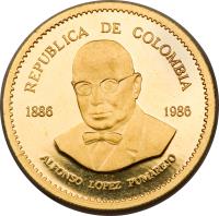 obverse of 40000 Pesos - Alfonso Lopez-Pumarejo (1986) coin with KM# 292 from Colombia.