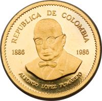 Colombia coin 40000 Pesos - Alfonso Lopez-Pumarejo (1986) obverse obverse of 40000 Pesos - Alfonso Lopez-Pumarejo (1986) coin with KM# 292 from Colombia.