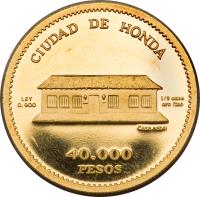 reverse of 40000 Pesos - Alfonso Lopez-Pumarejo (1986) coin with KM# 292 from Colombia.