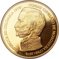 obverse of 15000 Pesos - Ocelot (1978) coin with KM# 266 from Colombia.