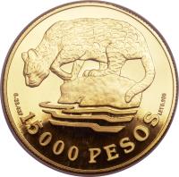 reverse of 15000 Pesos - Ocelot (1978) coin with KM# 266 from Colombia.