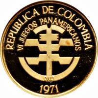 obverse of 300 Pesos - Pan American Games (1971) coin with KM# 250 from Colombia.