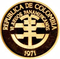 Colombia coin 200 Pesos - Pan American Games (1971) obverse obverse of 200 Pesos - Pan American Games (1971) coin with KM# 249 from Colombia.