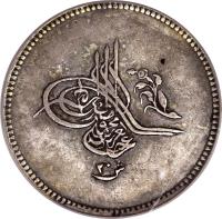 obverse of 20 Qirsh - Abdülaziz I (1861 - 1862) coin with KM# 260 from Egypt.