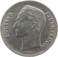 Venezuela coin 1 Bolívar (1967) obverse obverse of 1 Bolívar (1967) coin with Y# 42 from Venezuela. Inscription: BOLÍVAR LIBERTADOR BARRE