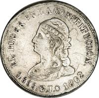 obverse of 4 Reales (1862) coin with KM# 37a from Ecuador.