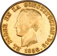 obverse of 8 Escudos (1847 - 1856) coin with KM# 34 from Ecuador.