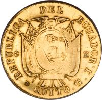 Ecuador coin 8 Escudos (1847 - 1856) reverse reverse of 8 Escudos (1847 - 1856) coin with KM# 34 from Ecuador.