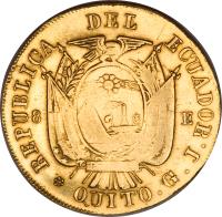 reverse of 8 Escudos (1847 - 1856) coin with KM# 34 from Ecuador.