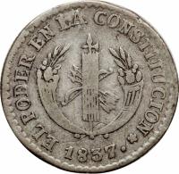 Ecuador coin 2 Reales (1837 - 1838) obverse obverse of 2 Reales (1837 - 1838) coin with KM# 21 from Ecuador.