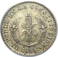 obverse of 1 Real (1837 - 1838) coin with KM# 20 from Ecuador.